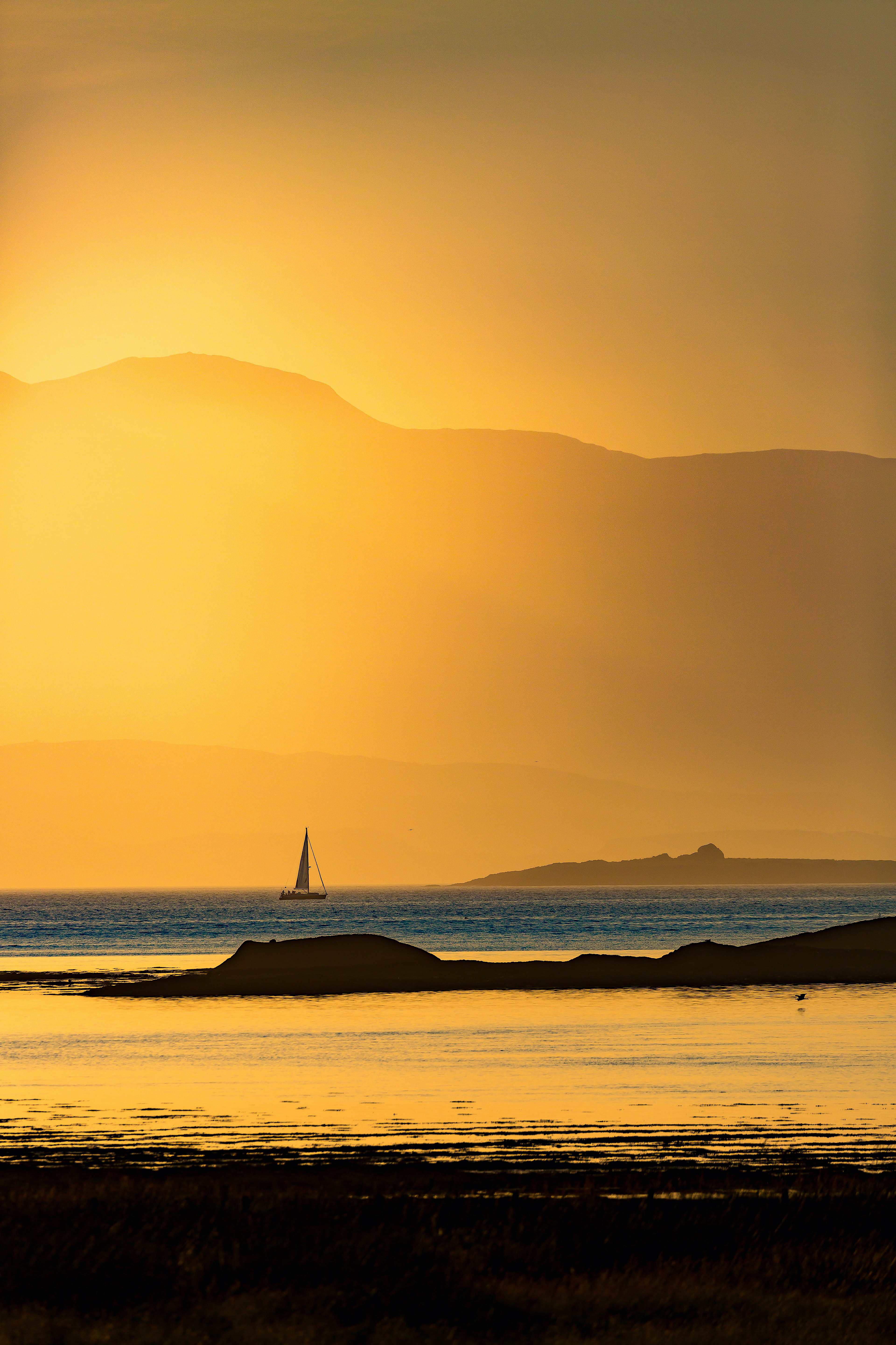 Sunset views from Oban across the Sound of Mull 